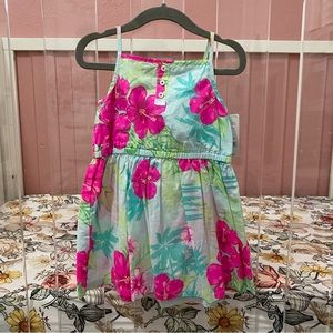 NEW Carter's Pink & Blue Tropical Flower Print Summer Dress Size 24mo